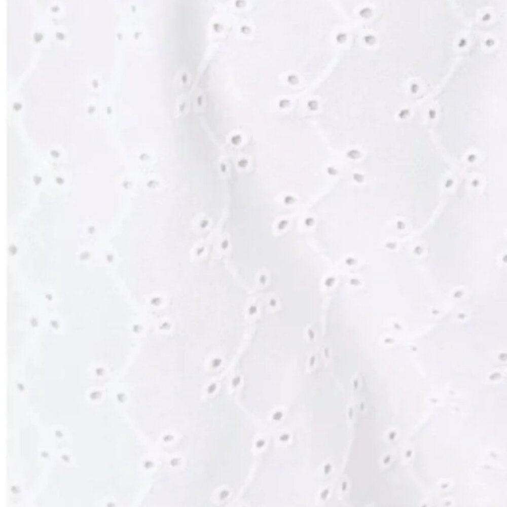 Lilly Pulitzer White Ditsy Vine Eyelet Short Puff Sleeved XL Blouse 🆕📦⌚🏃💨⚡🚚 - Picture 7 of 16